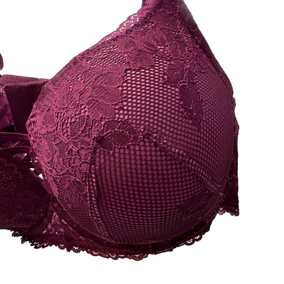 Torrid Curve Pushup Plunge XO Corset Bra 46C Magenta Berry Lace Underwire Padded - Picture 7 of 13